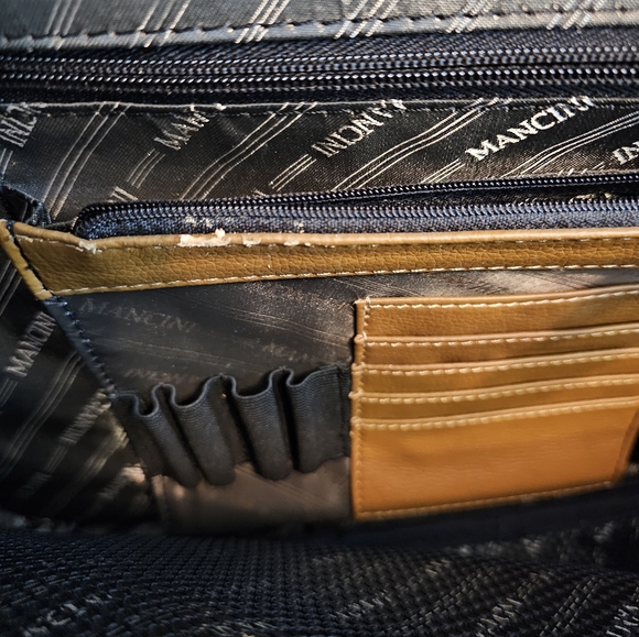 Mancini Leather Briefcase Laptop Shoulder Bag - Picture 3 of 7